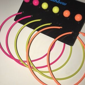 🎈Last one 🎈90s Style Neon Hoop and Ball Earrings